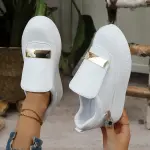 حذاء نسائي عادي مسطح بنعل سميك وعصري، حذاء متعدد الاستخدامات ومريح للتنقل اليومي، حذاء نسائي
