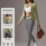طقم ملابس رياضية نسائية من Soyun مكون من 2 قطعة، جاكيت يوجا مع بنطال طويل بقصة ضيقة، تصميم كارديجان بألوان متباينة، مناسب لليوجا واللياقة البدنية والتنس والجولف، متعدد الاستخدامات للارتداء اليومي، هدية رائعة للعطلات