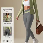 طقم ملابس رياضية نسائية من Soyun مكون من 2 قطعة، جاكيت يوجا مع بنطال طويل بقصة ضيقة، تصميم كارديجان بألوان متباينة، مناسب لليوجا واللياقة البدنية والتنس والجولف، متعدد الاستخدامات للارتداء اليومي، هدية رائعة للعطلات