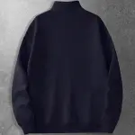 سويت شيرت رجالي بتصميم طباعة عصري وسحاب نصفي، سويت شيرت بياقة قائمة بأسلوب الشارع، سويت شيرت كاجوال بأكمام طويلة وبياقة قائمة