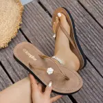 شباشب نسائية جديدة 2026 ذات إصبع مسطح، تصميم زينة لؤلؤي على شكل كرز، حذاء نسائي كاجوال للربيع والصيف، حذاء نسائي