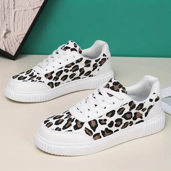 حذاء رياضي نسائي عصري بطبعة جلد الفهد، حذاء رياضي خفيف الوزن للجري، حذاء نسائي
