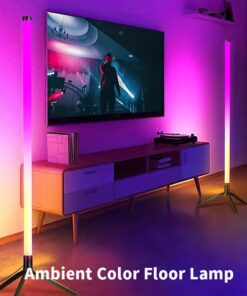 أنبوب ضوء محيطي LED بألوان خيالية لاسلكي مع تعتيم التطبيق RGB مصباح أرضي بسيط لتزيين غرفة المعيشة يُرسل معه جهاز تحكم عن بعد + كابل USB عيد أضحى مبارك