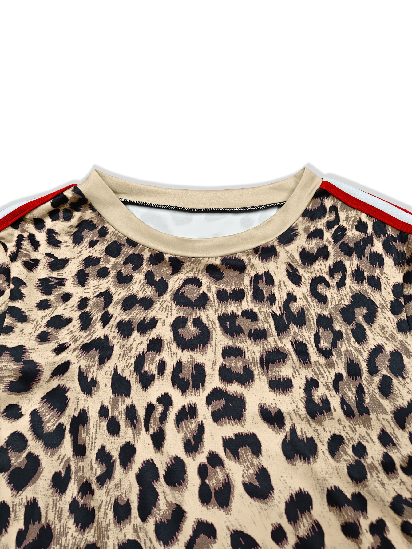 طقم نسائي قطعتين بطبعة جلد الفهد - بلوزة وبنطلون بأكمام طويلة ناعمة ومطاطية مع جيوب، قصة فضفاضة كاجوال، شكل هيكل H-Line، مقاس عادي، خزانة ملابس للربيع/الخريف، بنطلون بطبعة جلد الفهد، موضة الربيع، ملابس مريحة، نساء أنيقات