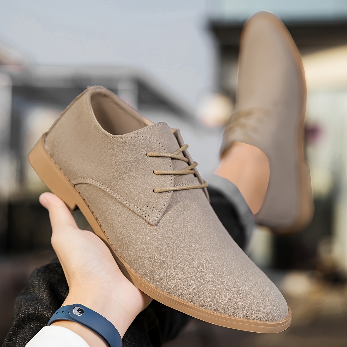 أحذية رجالية كاجوال أنيقة برباط رسمي وأطراف منخفضة، نمط أوروبي، جزء علوي من الجلد المقلد، جزء داخلي من الجلد الصناعي، نعل مطاطي، نعل داخلي من الجلد الصناعي، بلون صلب، للارتداء اليومي، والمشي لمسافات طويلة والأنشطة الخارجية، لجميع الفصول.