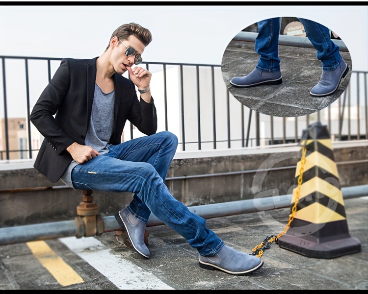 أحذية CLOHOO للرجال - جسم، نعل مطاطي، أحذية كاحل سهلة الارتداء باللون الأسود، الأزرق، أو الرمادي - مريحة وتسمح بالتنفس للارتداء اليومي