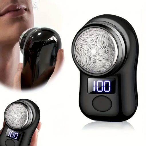⁦ماكينة حلاقة صغيرة محمولة مع شاشة عرض طاقة LED، شحن USB، شفرة من الفولاذ المقاوم للصدأ، بطارية قابلة لإعادة الشحن بنسبة 100%، حجم الكف، سهلة التنظيف - مثالية لحلاقة السيارات والكبسولات، حل حلاقة للسفر | ماكينة حلاقة صغيرة | شفرة من الفولاذ المقاوم للصدأ، مستلزمات الحلاقة⁩ - الصورة ⁦11⁩