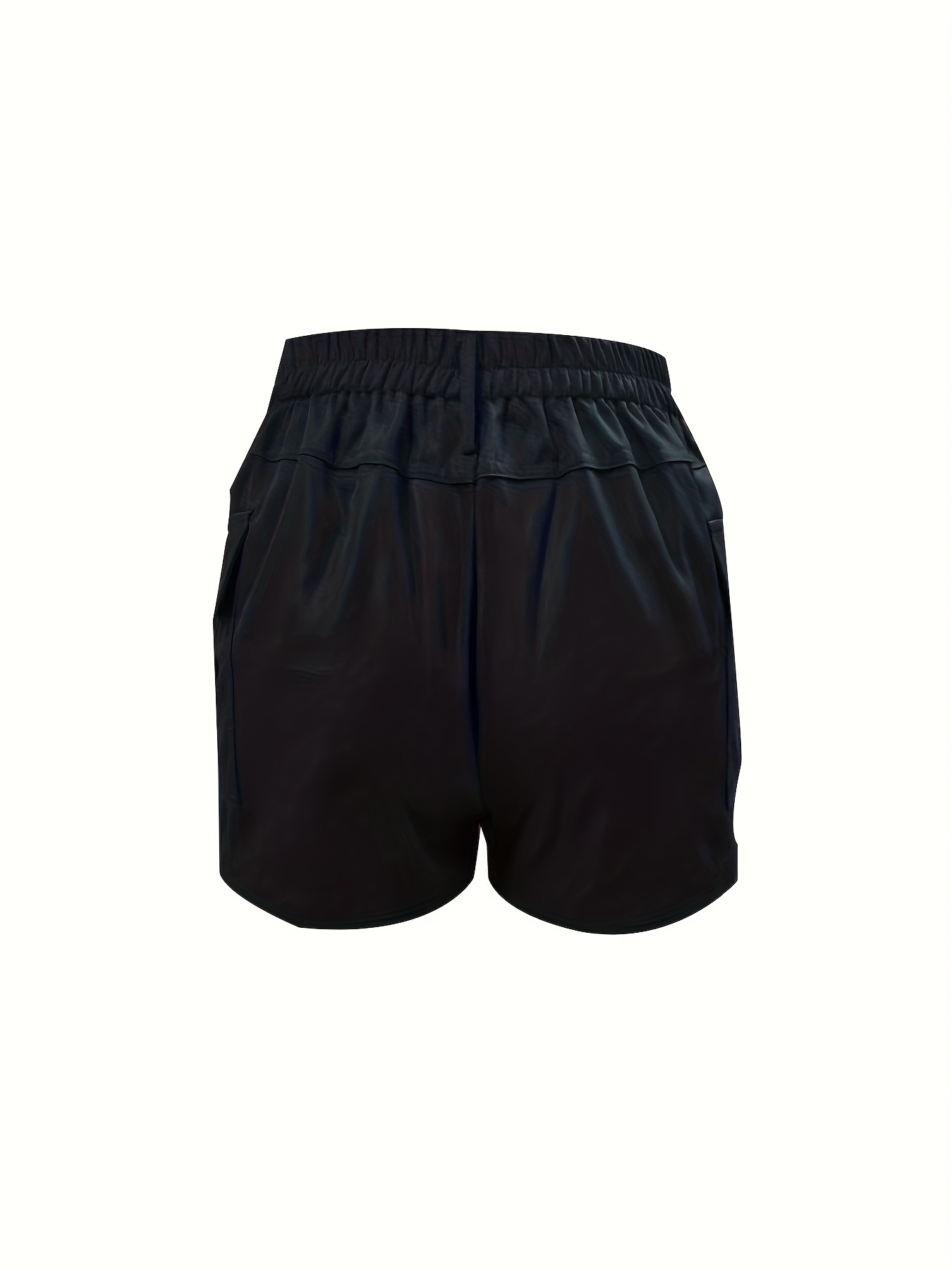 شورت نسائي بلون سادة مع جيوب بسحاب - خصر مطاطي، قماش غير قابل للتمدد قابل للغسل في الغسالة لفصول الربيع والصيف والخريف، متعدد الاستخدامات للملابس الكاجوال وشبه الرسمية - الصورة 10