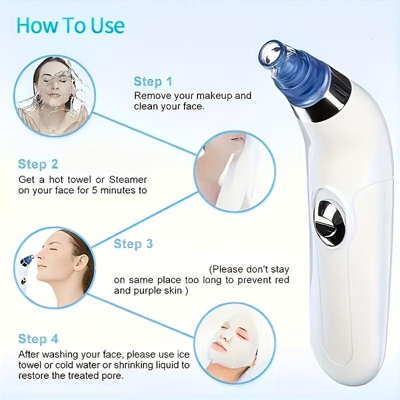 أداة تنظيف المسام الكهربائية المحمولة 4 في 1 - إزالة الرؤوس السوداء والتقشير اللطيف مع فوهات قابلة للتبديل، تعمل بالبطارية (البطاريات غير مرفقة) - هدية مثالية للعناية بالبشرة للنساء والرجال، تصميم أنيق وعالي الجودة