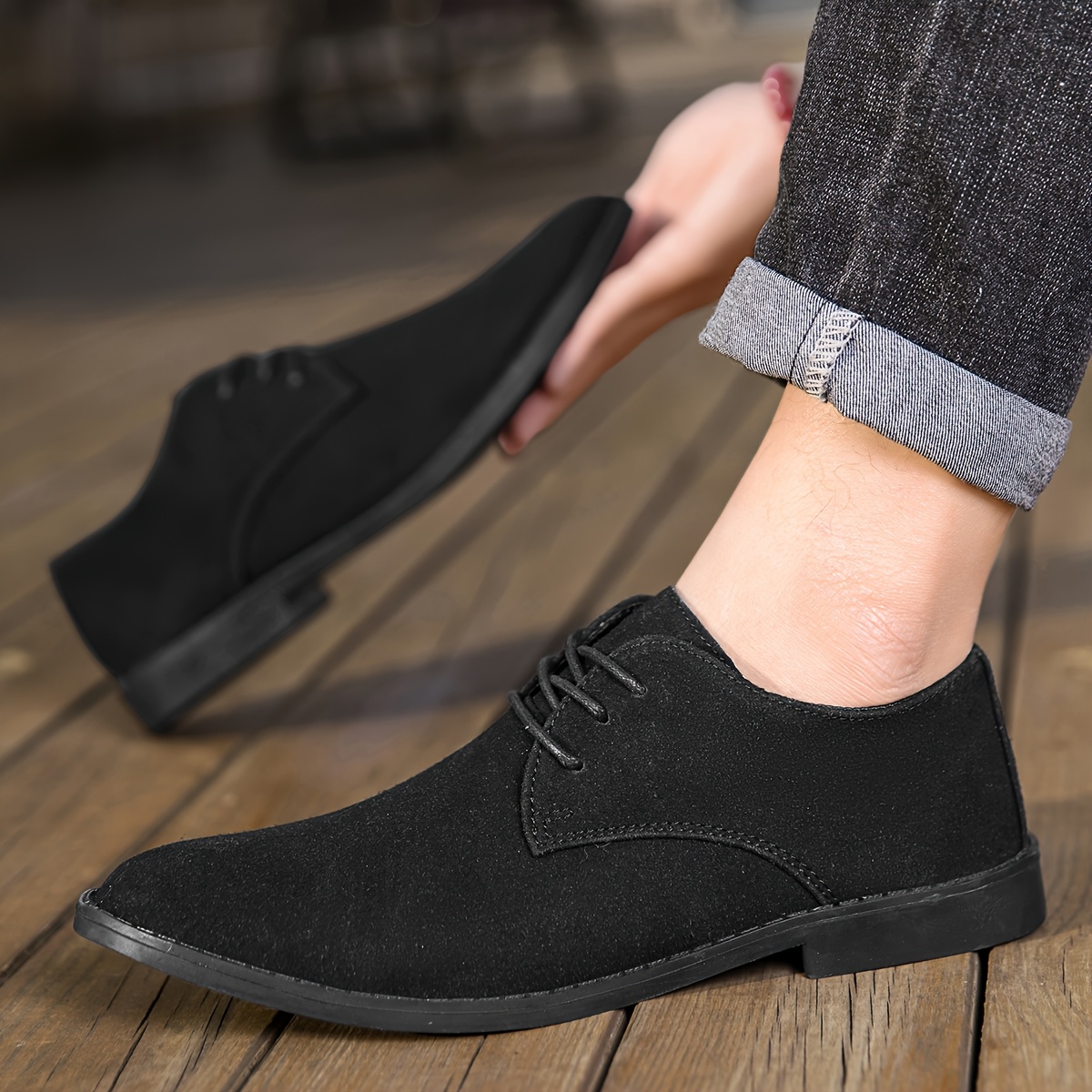 أحذية رجالية كاجوال أنيقة برباط رسمي وأطراف منخفضة، نمط أوروبي، جزء علوي من الجلد المقلد، جزء داخلي من الجلد الصناعي، نعل مطاطي، نعل داخلي من الجلد الصناعي، بلون صلب، للارتداء اليومي، والمشي لمسافات طويلة والأنشطة الخارجية، لجميع الفصول.