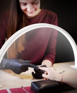 مصباح أظافر USB LED نصف قمر - 3 أوضاع ألوان 10 مستويات سطوع - مناسب لإضاءة أدوات التجميل والحرفية - مدعوم بواسطة USB - أبيض/وردي، حجم: عرض 40 سم/15.74 بوصة - ارتفاع 20 سم/7.87 بوصة، مصباح أظافر USBIT، مدعوم بواسطة USB للمنزل، إضاءة صغيرة، مع حامل محلول أظافر مضيء.، يتضمن نموذج أظافر مزخرف متعدد المكونات، قابلية حمل للحفلات المنزلية.