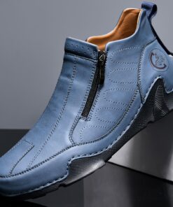 حذاء رجالي كاجوال - حذاء لوفرز هجين، تصميم متوسط الارتفاع مع إغلاق بسحاب، نعل مطاطي، أسود/بني/رمادي - متعدد الاستخدامات لجميع الفصول للارتداء اليومي والرسمي، تصميم أنيق، بطانة قابلة للتنفس، أسلوب حضري