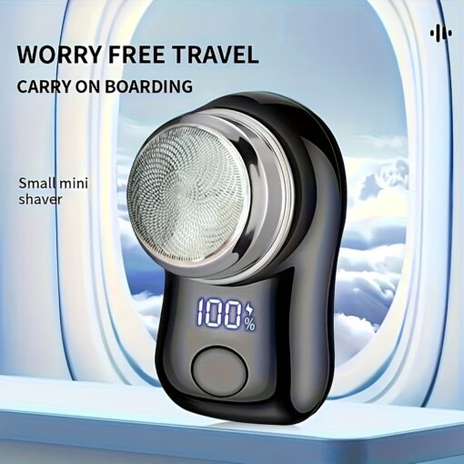 ⁦ماكينة حلاقة صغيرة محمولة مع شاشة عرض طاقة LED، شحن USB، شفرة من الفولاذ المقاوم للصدأ، بطارية قابلة لإعادة الشحن بنسبة 100%، حجم الكف، سهلة التنظيف - مثالية لحلاقة السيارات والكبسولات، حل حلاقة للسفر | ماكينة حلاقة صغيرة | شفرة من الفولاذ المقاوم للصدأ، مستلزمات الحلاقة⁩ - الصورة ⁦7⁩