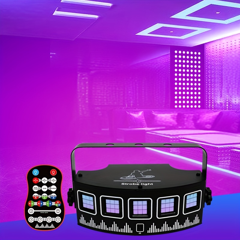 YSH ضوء LED ستروب للحفلات مع التحكم الصوتي وتغيير ألوان RGBW، حساس الحركة بالأشعة تحت الحمراء، مناسب لـ KTV، البار، الرقص - متوافق مع الهواتف الذكية/مشغلات الموسيقى (بدون ليزر)