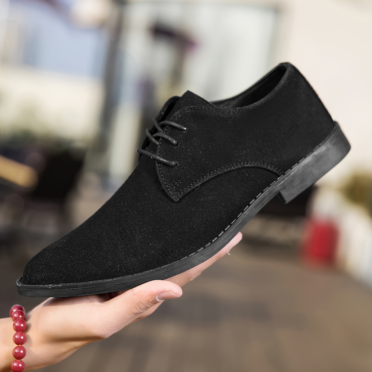 أحذية رجالية كاجوال أنيقة برباط رسمي وأطراف منخفضة، نمط أوروبي، جزء علوي من الجلد المقلد، جزء داخلي من الجلد الصناعي، نعل مطاطي، نعل داخلي من الجلد الصناعي، بلون صلب، للارتداء اليومي، والمشي لمسافات طويلة والأنشطة الخارجية، لجميع الفصول.