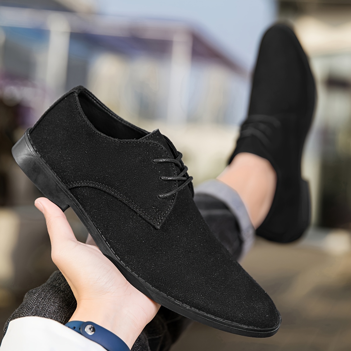 أحذية رجالية كاجوال أنيقة برباط رسمي وأطراف منخفضة، نمط أوروبي، جزء علوي من الجلد المقلد، جزء داخلي من الجلد الصناعي، نعل مطاطي، نعل داخلي من الجلد الصناعي، بلون صلب، للارتداء اليومي، والمشي لمسافات طويلة والأنشطة الخارجية، لجميع الفصول.