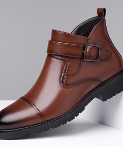 1 زوج من أحذية رجالية كاجوال متوسطة الطول - ألوان صلبة، مريحة ومتينة مع نعل مطاطي مضاد للانزلاق لجميع الفصول