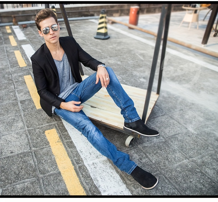 أحذية CLOHOO للرجال - جسم، نعل مطاطي، أحذية كاحل سهلة الارتداء باللون الأسود، الأزرق، أو الرمادي - مريحة وتسمح بالتنفس للارتداء اليومي