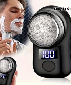ماكينة حلاقة صغيرة محمولة مع شاشة عرض طاقة LED، شحن USB، شفرة من الفولاذ المقاوم للصدأ، بطارية قابلة لإعادة الشحن بنسبة 100%، حجم الكف، سهلة التنظيف - مثالية لحلاقة السيارات والكبسولات، حل حلاقة للسفر | ماكينة حلاقة صغيرة | شفرة من الفولاذ المقاوم للصدأ، مستلزمات الحلاقة