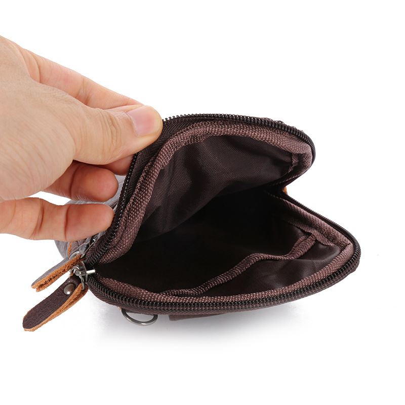 حقيبة خصر جلدية حقيقية للرجال، حقيبة هاتف محمول يمكن ارتداؤها على الحزام، حقيبة كتف صغيرة للرياضات الخارجية، مناسبة للاستخدام التجاري، بأسعار من المصنعين.