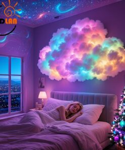 مصباح ليلي سحابي، مصابيح LED داخلية بحبل بطول 78.4 بوصة، مزامنة الموسيقى، مصابيح زينة للعطلات تعمل بمنفذ USB، مناسبة لغرفة النوم، المكتب، غرفة الألعاب، الكريسماس، الهالوين، عيد الحب، الزفاف، عيد الميلاد، الحفلات