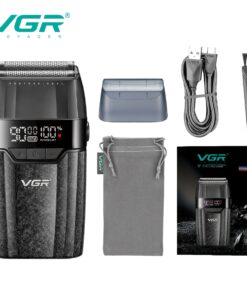 ماكينة حلاقة كهربائية احترافية للرجال، ماكينة حلاقة لاسلكية بتقنية الارتداد مع شفرات مزدوجة، قابلة لإعادة الشحن عبر USB وشاشة LED، ماكينة تجميل متعددة الوظائف، مناسبة للمنزل والسفر، ماركة VGR، بطارية ليثيوم، شحن USB، بطارية مدمجة، مع مشط محدود، للعناية الشخصية، استخدام المنزل والسفر، إكسسوارات الحلاقة، تصميم أنيق، بناء متين، العناية الشخصية، تصميم مضغوط، شفرات عالية الجودة، أداة العناية للرجال، إكسسوار العناية للرجال، العناية الشخصية للرجال