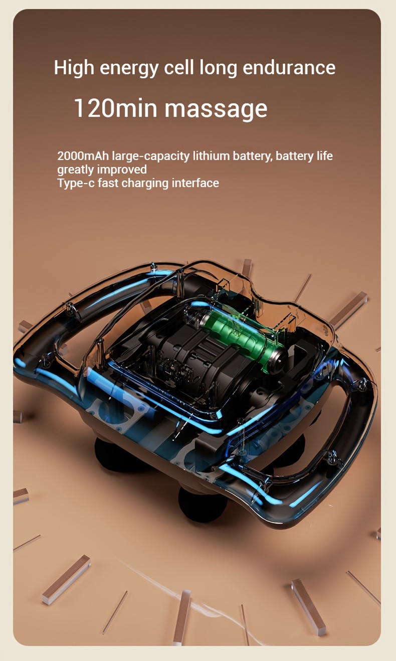 مسدس تدليك الماساج بتصميم إيقاعي بـ 8 رؤوس - قابل لإعادة الشحن عبر USB، مدلك للجسم بالكامل والرقبة، بطارية ليثيوم، هدية مثالية للرياضيين والأصدقاء والعائلة، مثالي لعيد الأب وعيد الأم، تدليك رياضي|أثيرات الإيقاع|بلاستيك متين