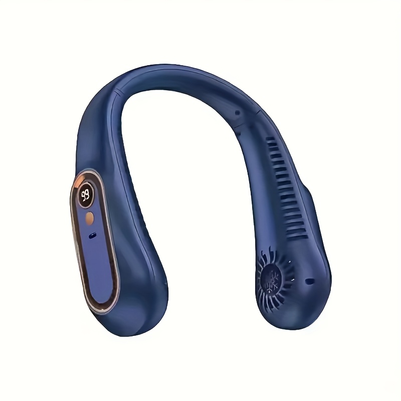 مروحة صغيرة محمولة ومتينة مع خمس إعدادات سرعة وخالية من شفرات المروحة عند الرقبة. توفر شحن USB ومناسبة للطلاب، الرياضة، والمكاتب، والتطبيقات الرقمية - الصورة 6