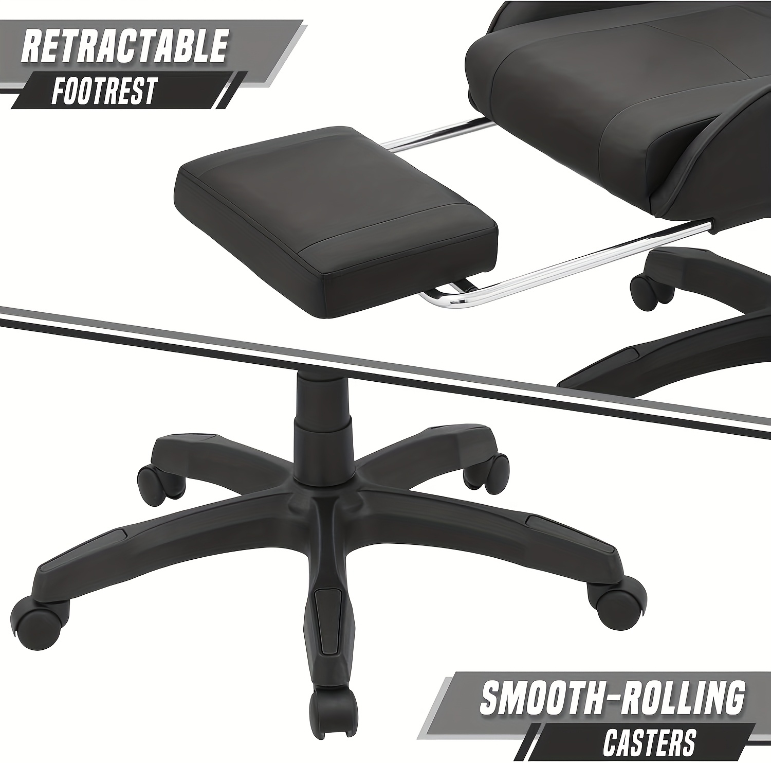 كرسي ألعاب مع مساج، كرسي كمبيوتر عالي الظهر، كرسي إسبرتس مريح بتعديل زاوية وارتفاع كبير، وسادة رقبة ودعم للخصر والساقين 122x64x64 سم رمادي