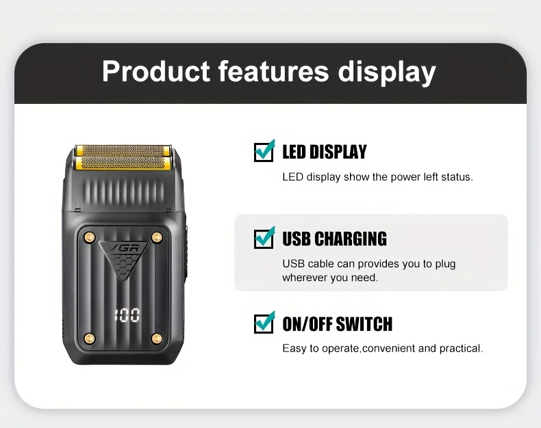 ماكينة حلاقة الفولاذ المعدني الكهربائية اللاسلكية الاحترافية VGR V-363 للرجال - ماكينة حلاقة محمولة قابلة لإعادة الشحن عبر USB مع نظام 3 شفرات، تصميم مريح وبطارية ليثيوم، هدية عيد الحب له، أداة العناية الذكورية، أداة العناية الأنيقة، هيكل متين، ماكي