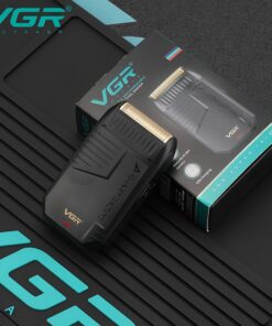 VGR V-375 ماكينة حلاقة كهربائية احترافية للرجال قابلة لإعادة الشحن عبر USB - شفرة فويل لاسلكية سوداء بتصميم مينيمالي، مقص لحية ومقص جانبي، الهدية المثالية للرجال