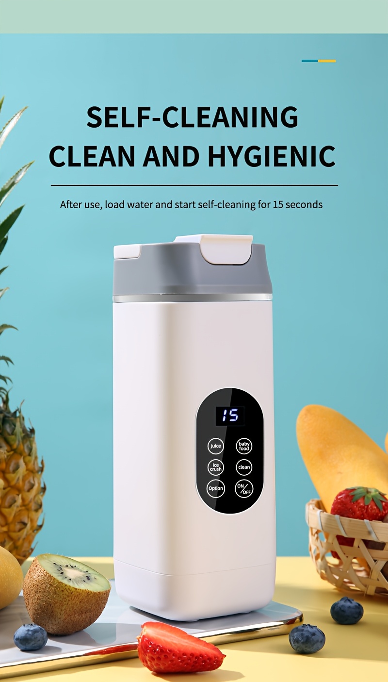 كوب عصير محمول قابل للشحن بسرعات 4 - 14.2 أونصة - تنظيف ذاتي مع شفرات من الفولاذ المقاوم للصدأ، شاشة رقمية وراحة لاسلكية – مثالي لتحطيم الثلج، العصائر، الميلك شيك والمشروبات الفواكه الطازجة – مثالي للمنزل، المكتب، والسفر, صانع العصائر,أواني شرب أنيقة,تصميم مدمج,سهل التنظيف,بناء متين,عشاق اللياقة البدنية,المحترفون المشغولون