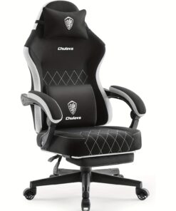 كرسي ألعاب تشولوفرز من القماش مع وسادة مرنة، كرسي كمبيوتر مريح عالي الظهر مع مسند للقدمين للبالغين، كرسي ألعاب دائري لدعم الخصر للمكتب