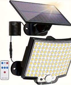 مجموعة واحدة من مصابيح المياه الخارجية التي تعمل بالطاقة الشمسية مع مستشعر حركة، 106 مصباح أمان LED تعمل بالطاقة الشمسية، مقاومة للماء، تشغيل/إيقاف تلقائي، جهاز تحكم عن بعد، كابل بطول 5.03 متر، مصابيح خارجية تعمل بالطاقة الشمسية، مصباح طاقة شمسية مقاوم للماء للاستخدام الخارجي، مصباح طاقة شمسية للاستخدام الخارجي مع مستشعر حركة، مصباح طاقة شمسية للاستخدام الخارجي