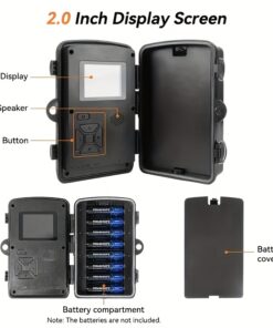 كاميرا صيد مُطورة بدقة 1080P، شاشة 5.08 سم، بطاقة ذاكرة 32 جيجابايت اختيارية، تتبع ومراقبة الحياة البرية عالية الدقة، تصميم مموه، عدسة واسعة الزاوية، معدات صيد، مثالية للمراقبة الخارجية، متينة