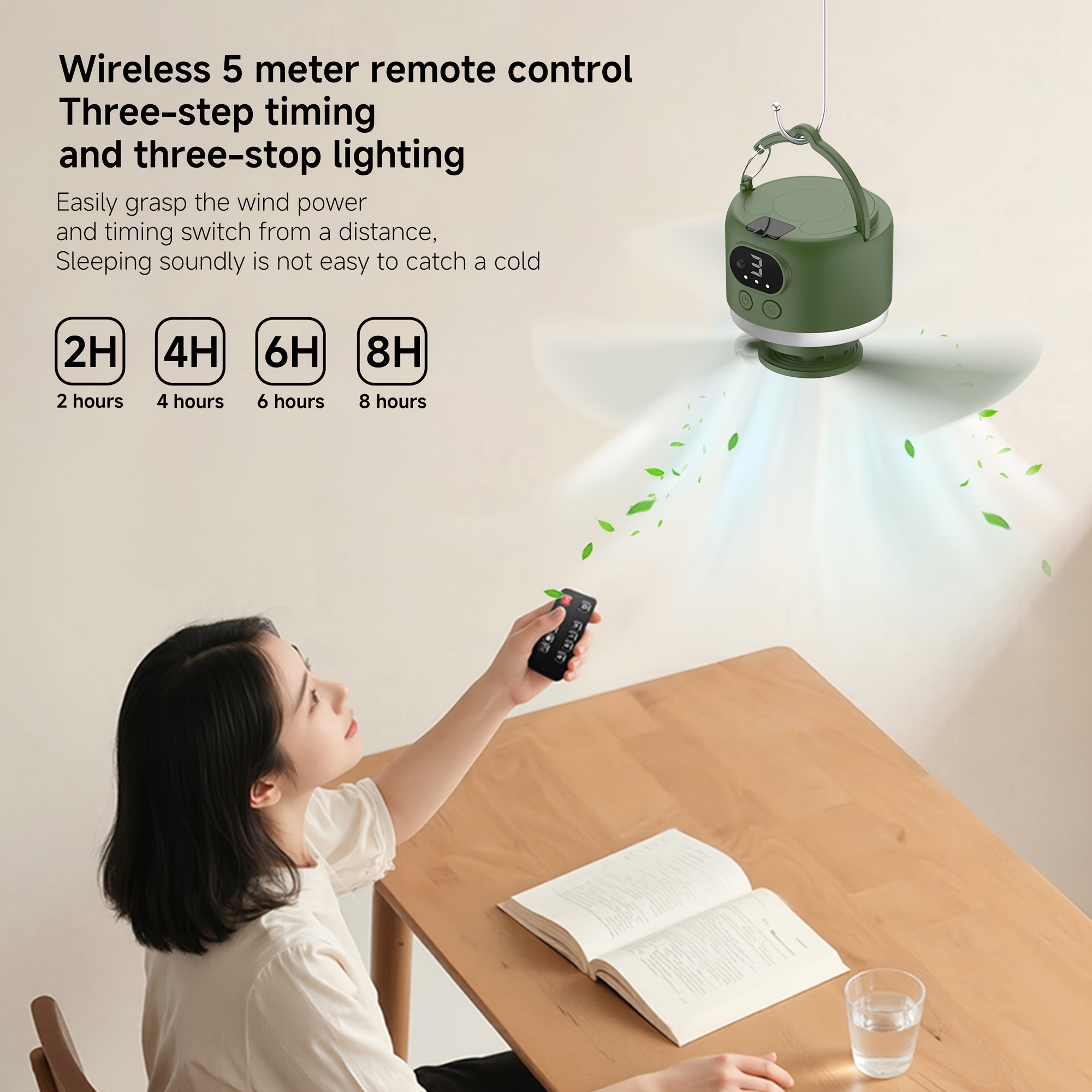 مروحة USB محمولة للاستخدام المنزلي، مروحة تخييم خارجية، مروحة سقف خيمة ذات سعة كبيرة، بطارية تدوم طويلاً، مروحة تخييم بإضاءة قابلة لإعادة الشحن، مروحة صغيرة معلقة محمولة للاستخدام في حالات الطوارئ، مروحة محمولة، مروحة تخييم