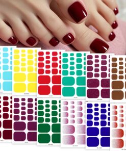 مجموعة من 12 ملصق أظافر كاملة للأصابع، تصميم بسيط وألوان صلبة، ملصقات أظافر ذاتية اللصق لتزيين الأظافر بسرعة وسهولة، مناسبة للنساء