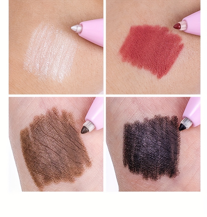 قلم مكياج متعدد الوظائف 4-في-1 - تشطيب مطفي، ألوان مختلطة لأي لينر، قلم تحديد الشفاه، الحواجب والإضاءة
