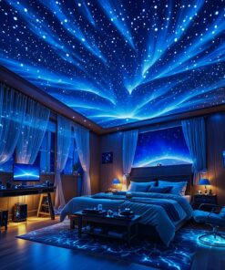 جهاز إضاءة بروجكتور، جهاز إضاءة LED بتقنية تأثير مجرة الغبار، يعمل بمنفذ USB مع جهاز تحكم عن بعد (لا يتطلب بطاريات) - مثالي لغرفة النوم بروجكتور مجرة وإضاءة ليلية