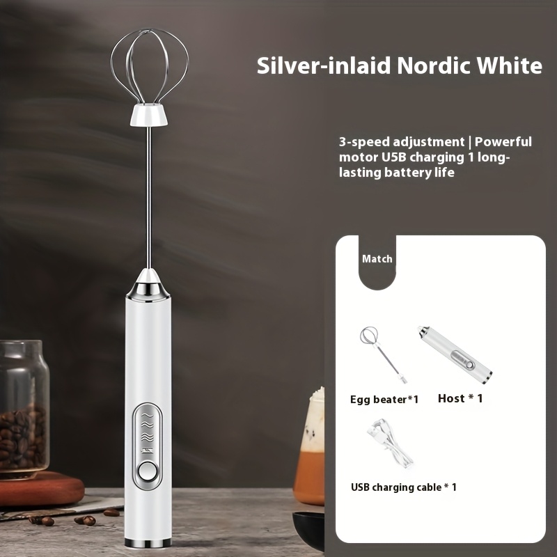 خلاط يدوي قابل لإعادة الشحن عبر USB - 3 سرعات قابلة للتعديل، مع 2 خفاقة من الفولاذ المقاوم للصدأ، خفاقة بيض صغيرة، مناسب للاتيه، القهوة، الكابتشينو، الشوكولاتة الساخنة, صانع الكابتشينو,مضرب القهوة,خفاقة محمولة,أنيق محمول باليد,خفاقة قوية,خفاقة عالية الجودة,خفاقة متعددة السرعات,خلاط يعمل بالطاقة عبر