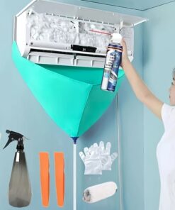 مجموعة تنظيف مكيف الهواء متعددة الوظائف مع حقيبة مكيف الهواء وخرطوم تصريف، لا يتطلب طاقة، قابلة لإعادة الاستخدام، حقيبة تنظيف مقاومة للماء وتسرب، مناسبة لملحقات تنظيف مكيف الهواء.