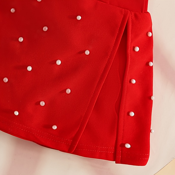 1 قطعة فستان بناتي 0-3 أشهر بكم ناعم وردي مكشكش ومجموعة بلايز كم مكشك مع تنورة وطاقية برتقية - تنورة تول متعددة الطبقات، إغلاق بالضغط، وسحاب خصر، علوّ قصير الأكمام، فستان وردي اللون بالكامل مع رفرف أبيض، زي شتاء دافئ للمظهر اليومي، يُنظَف يدويًا حتى عمر 3 سنوات (بدون/ سراويل منفصلة)