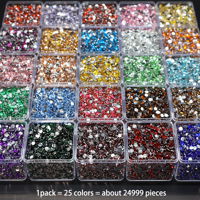 25 لون/24999 قطعة مقاس 3 مم، قاعدة مسطحة مستديرة من الراتينج خماسي الأبعاد، مجموعة ماس لامع يمكنك تركيبها بنفسك. مناسبة لرسومات الماس الإبداعية، قواعد الأطباق، سلاسل المفاتيح، إكليلات، فن الأظافر، إكسسوارات المجوهرات، والمزيد، خرز لصنع المجوهرات، خرز بفتحة كبيرة، لوازم فن الأظافر، تعليقة/جسم لامع للأظافر، زينة للأظافر
