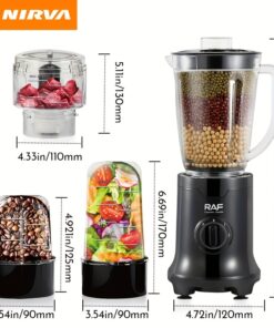 خلاط مكتبي عالي السرعة مع 3 وحدات تحكم بسرعة قابلة للتعديل و 2 رفوف سكاكين - محرك قوي 400 واط، 19000 دورة في الدقيقة، 220-240 فولت، 50 هرتز، هيكل من الفولاذ المقاوم للصدأ 304