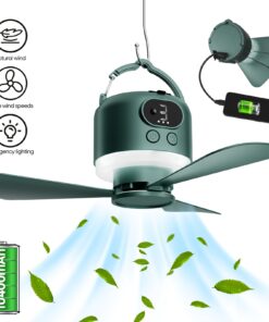 مروحة USB محمولة للاستخدام المنزلي، مروحة تخييم خارجية، مروحة سقف خيمة ذات سعة كبيرة، بطارية تدوم طويلاً، مروحة تخييم بإضاءة قابلة لإعادة الشحن، مروحة صغيرة معلقة محمولة للاستخدام في حالات الطوارئ، مروحة محمولة، مروحة تخييم