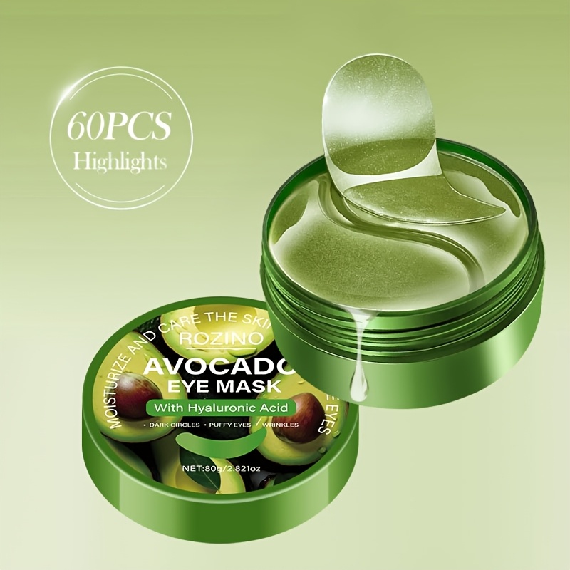 قناع العين بالأفوكادو وحمض الهيالورونيك 60 قطعة، مقاومة للجفن والهالات السوداء، ترطيب قوي لجلد محيط العيون، يجعله أكثر نعومة بلون بيج فاتح، وداعًا للجفاف والباهتية، مرطب قبل المكياج، كونياكر للظلال
