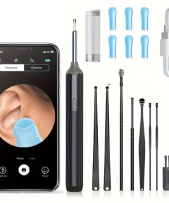أداة إزالة شمع الأذن، مجموعة العناية بالأذن 8 قطع، منظف شمع الأذن مع كاميرا، طقم إزالة شمع الأذن مع ضوء، كاميرا داخل الأذن مع 6 ملاعق أذن، منظف شمع الأذن لنظامي التشغيل iOS و Android، منظار الأذن عالي الدقة 1080P، هدية عيد الحب، هدية العيد، هدية عيد الميلاد