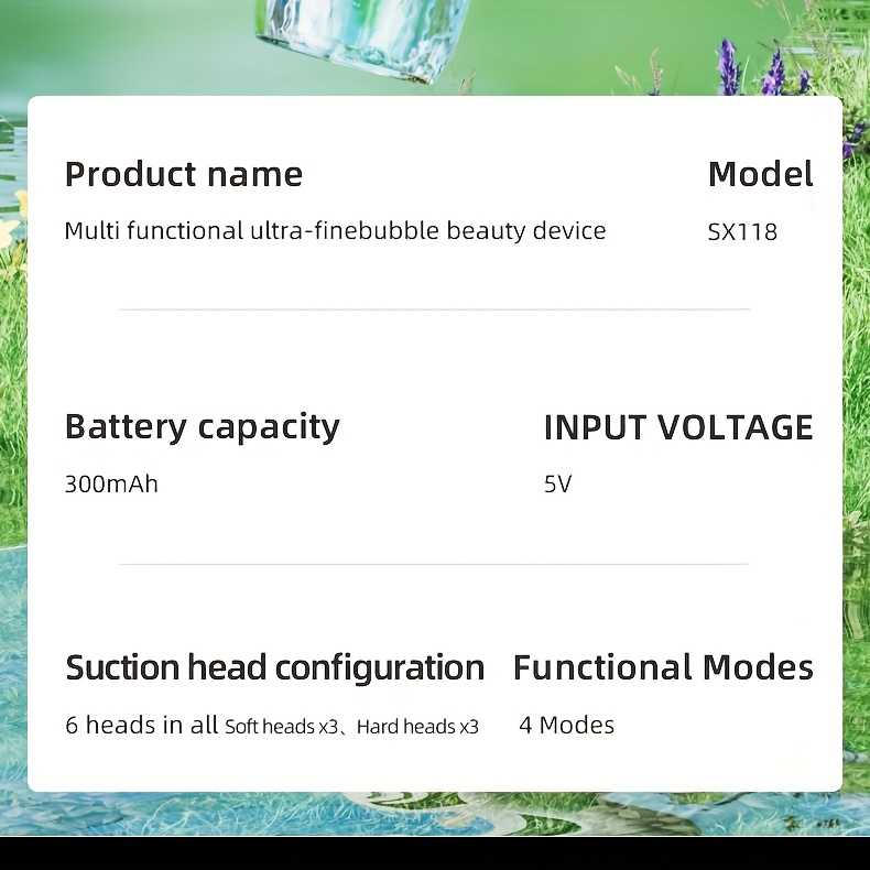 منظف الرؤوس السوداء 6 رؤوس، منظف المسام الكهربائي بالشفط، جهاز تجميل صغير بالفقاعات مع شحن USB، لتفعيل وضع التسخين، اضغط مع الاستمرار على زر الطاقة لمدة 3 ثوانٍ. يحافظ تلقائيًا على درجة حرارة ثابتة 46°C