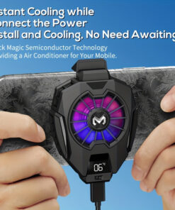 مبرد محمول للهواتف النقالة من USLION، مشتت حرارة للألعاب العالمية، مصنوع من مادة PVC، شاشة عرض رقمية لدرجة الحرارة، لا يتطلب بطارية، مروحة بتصميم 9 شفرات صامتة، تأثير إضاءة RGB، مشبك تبريد يثبت على الهاتف