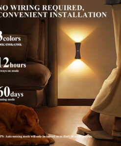 مصباح LED مغناطيسي بزر للدرج، مصباح استشعار ذكي داخلي قابل لإعادة الشحن عبر USB مع نطاق كشف واسع 120 درجة، يتضمن كابل شحن، مناسب للخزانة، المدخل، الردهة، الشرفة، إضاءة القراءة